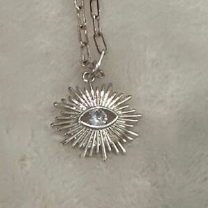 Unwritten Silver Sunburst Evil Eye Pendant Necklace - Silver
